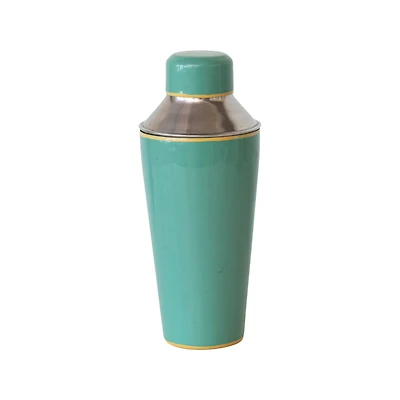 Hello Honey® 21oz. Green & Yellow Round Enameled Stainless Steel Cocktail Shaker with Colored Edge