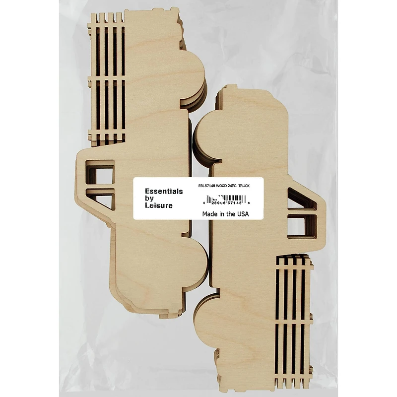 Essentials by Leisure Arts 24 Pack 6.25" x 2.5" Truck Flat Wood Shape