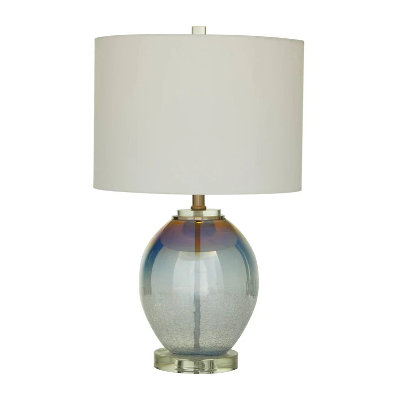 Blue Glass Table Lamp Set of 2 14", 23"