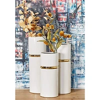 White Stoneware Glam Vase Set