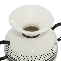 White Ceramic Eclectic Vase, 6" x 8" x 6"