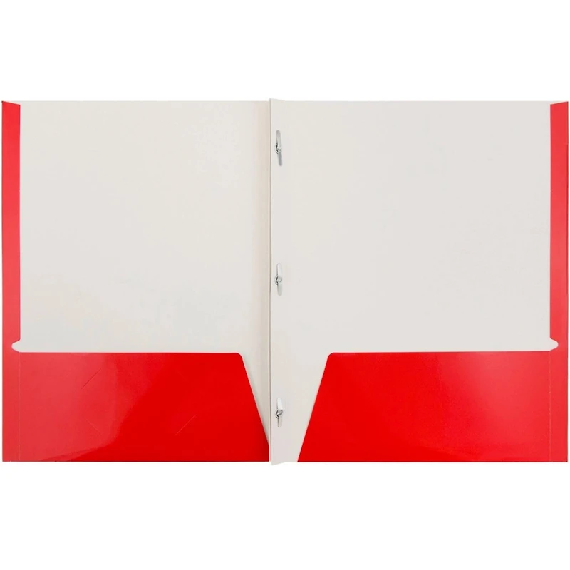 JAM Paper Primary Glossy Laminated Two Pocket Folders With Clasps, 6ct.