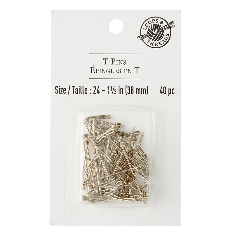 12 Packs: 40 ct. (480 total) 1.5" T-Pins by Loops & Threads™
