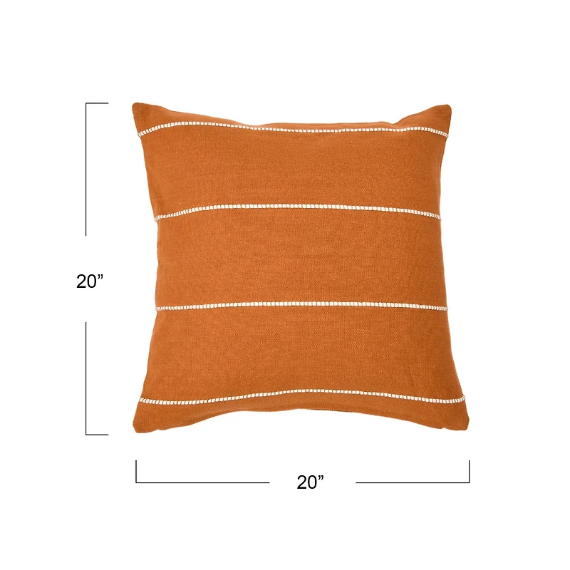 Hello Honey® Orange Square Interwoven Striped Cotton Pillow Cover