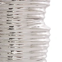 Silver Ceramic Dimensional Ribbed Vase Set