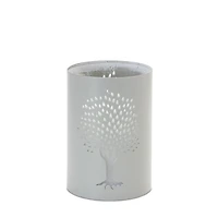 Gray Punched Tree Metal Candle Holder Set
