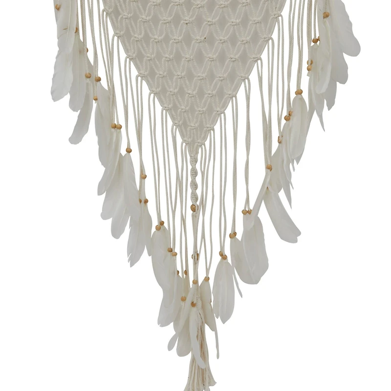White Cotton Bohemian Dreamcatcher Wall Decor, 21" x 1" x 63"