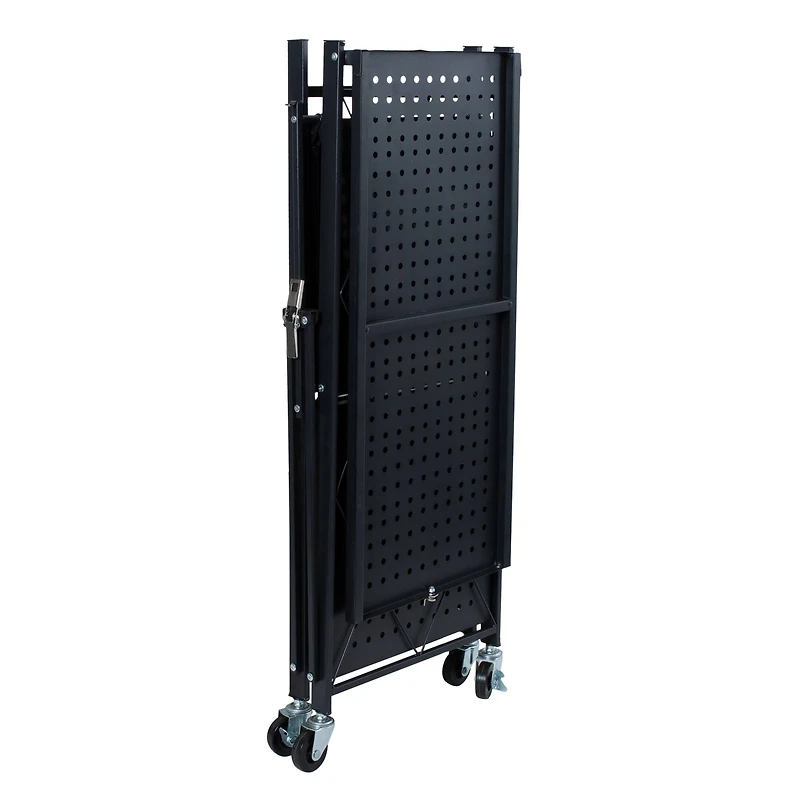 Organize It All Black -Tier Foldable Metal Rack with Wheels