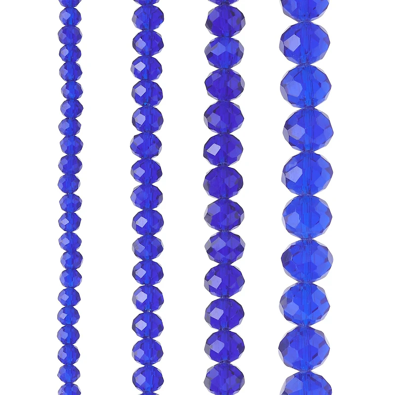 Blue Faceted Glass Rondelle Beads by Bead Landing™