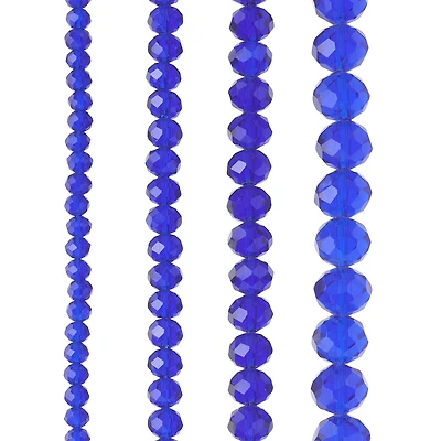 Blue Faceted Glass Rondelle Beads by Bead Landing™