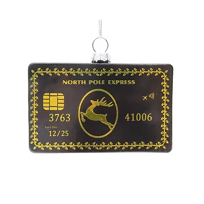 3.5" Black North Pole Express Credit Card Glass Ornament by Ashland®