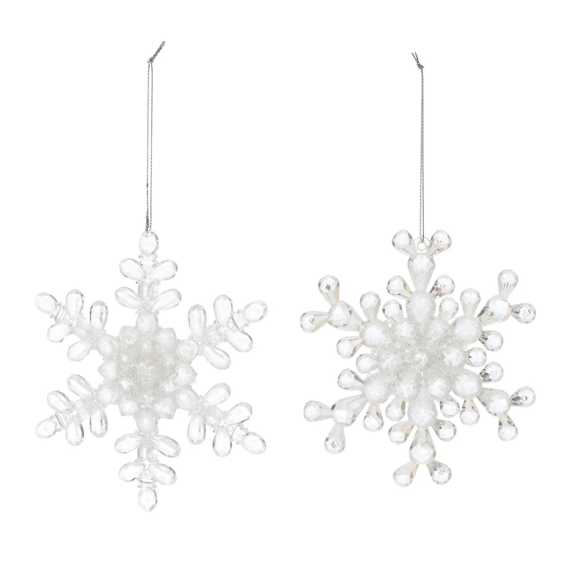 5.25" Clear Snowflake Acrylic Ornament Set