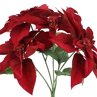 17" Dark Red Glitter Poinsettia Deluxe Bush by Ashland®