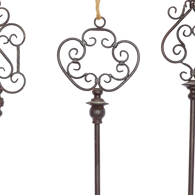 31" Black Metal Skeleton Key Industrial Wall Décor Set