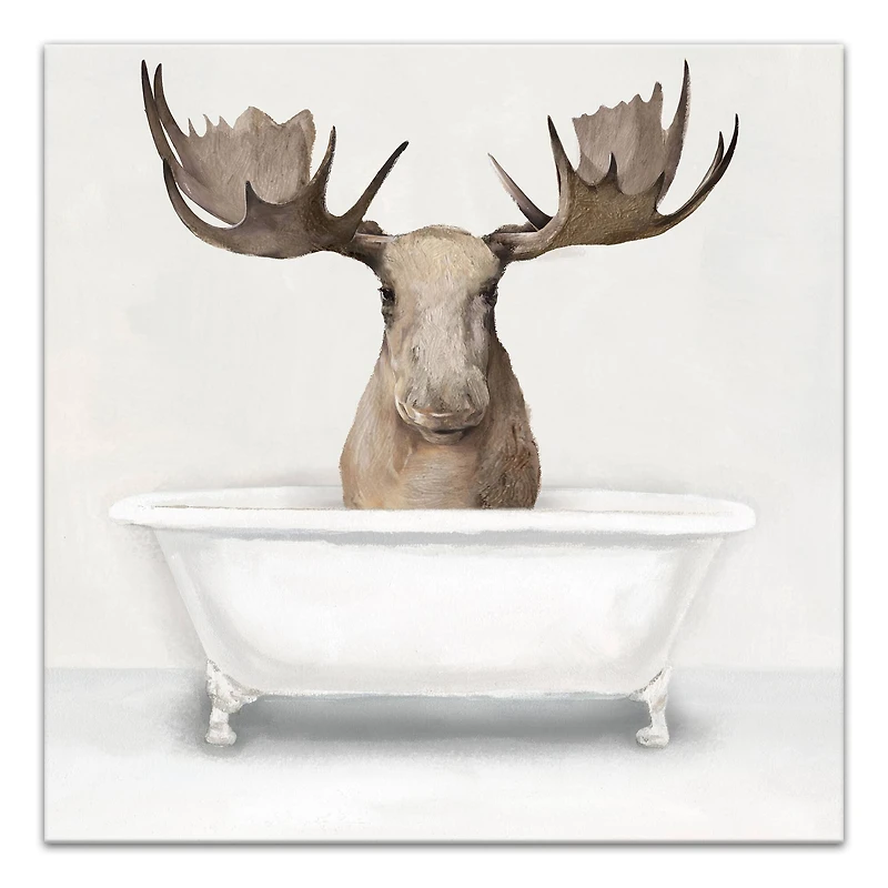 Moose In The Tub 20" x 20" Canvas Wall Art