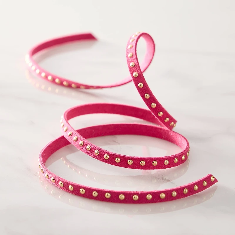 1/4" x 3yd. Pink & Gold Dotted Ribbon by Celebrate It® Classic