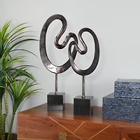 CosmoLiving by Cosmopolitan Black Marble Contemporary Sculpture, 24" x 21"