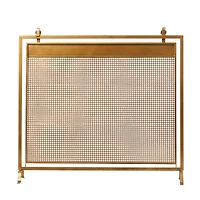 Copper Metal Suspended Grid Style Netting Single Panel Fireplace Screen