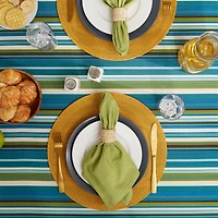 Beachy Stripe Print Outdoor Tablecloth, 60" Round