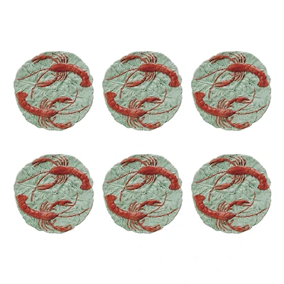 Hello Honey® 10.25" Red & Blue Lobster Feast Stoneware Plates, 6ct.