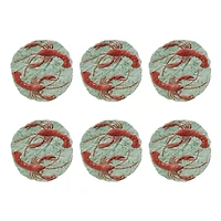 Hello Honey® 10.25" Red & Blue Lobster Feast Stoneware Plates, 6ct.