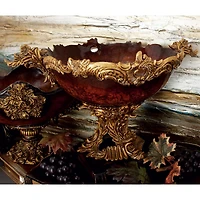 19" Gold Resin Traditional Décor Bowl
