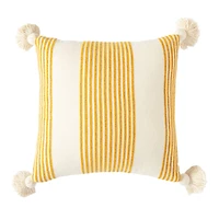Hello Honey® Cream & Mustard Striped Pillow with Tassels