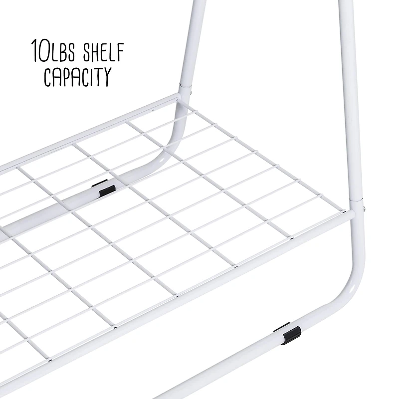 Honey Can Do White Clothing Rack with Shelves and Hanging Bar