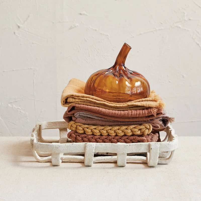 Hello Honey® 15.25" White Distressed Finish Woven Basket