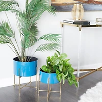 Blue Modern Planter, Set of 2" 15", 12"