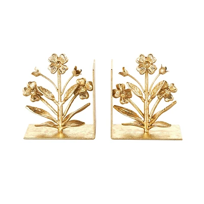 6.5" Gold Shimmer Metal Floral Bookends, 2ct.