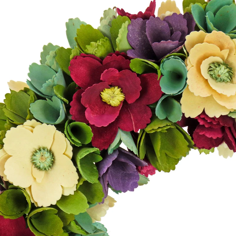 18" Red & Cream Floral Wreath