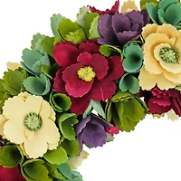 18" Red & Cream Floral Wreath