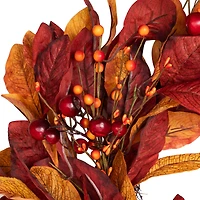 24" Berries with Leaves Artificial Fall Harvest Twig Wreath