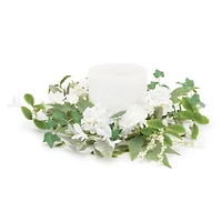 17.5" White Mixed Floral & Foliage Candle Ring