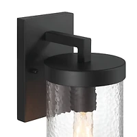 Hello Honey® Aria Matte Black Cylindrical Textured Water Glass & Metal Wall Mounted Outdoor Light