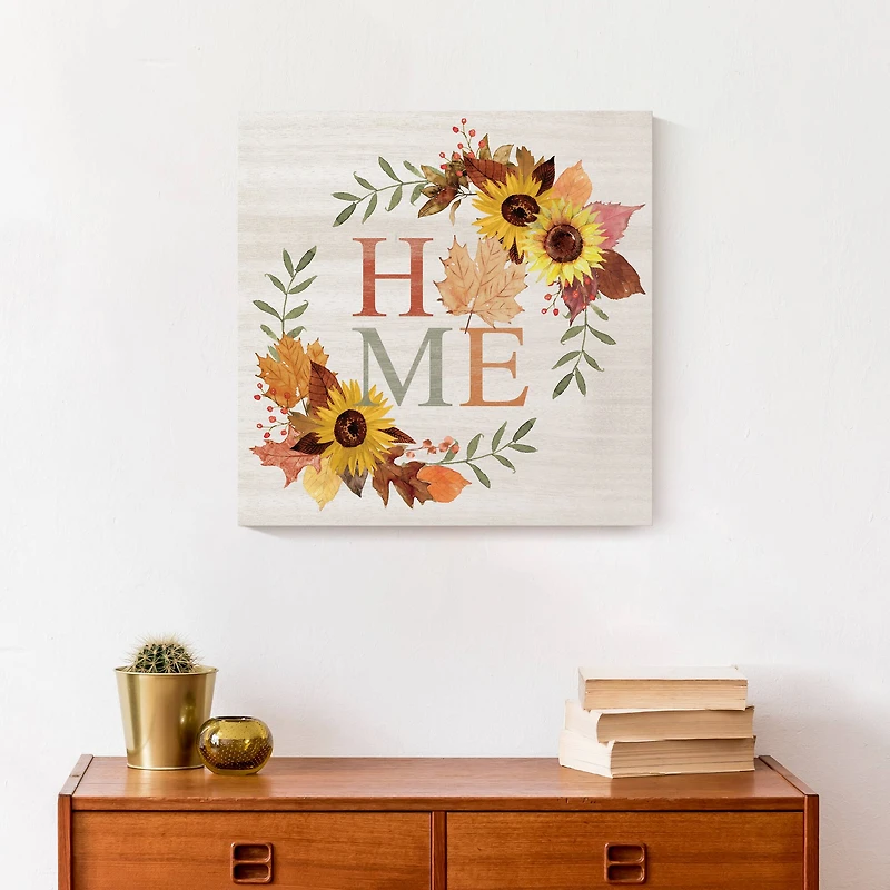 Autumn Home Wreath Canvas Wall Art