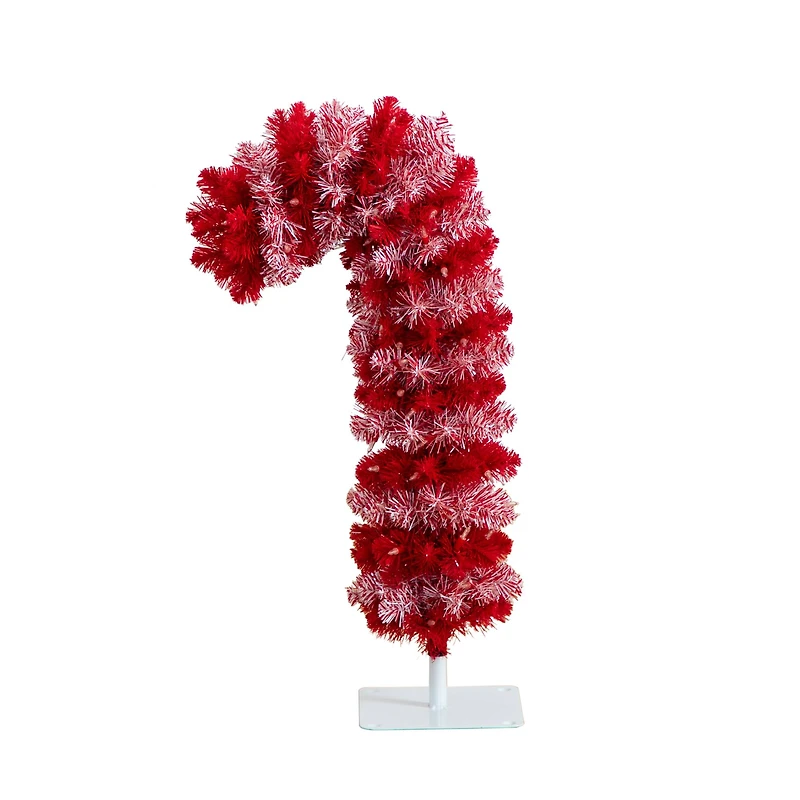 2.5ft. Pre-Lit Red Candy Cane Artificial Christmas Tree, Clear Micro LED Lights