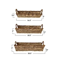 Hello Honey® Natural & Brown Hand-Woven Buri & Abaca Tray Set