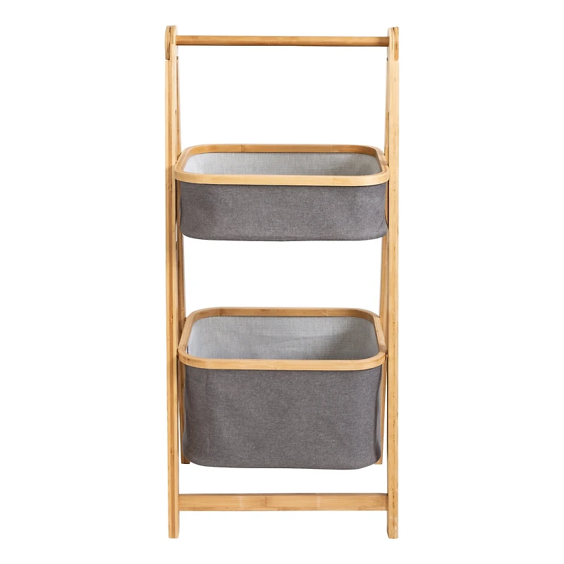Honey Can Do Bamboo & Canvas 2-Tier Collapsible Shelves