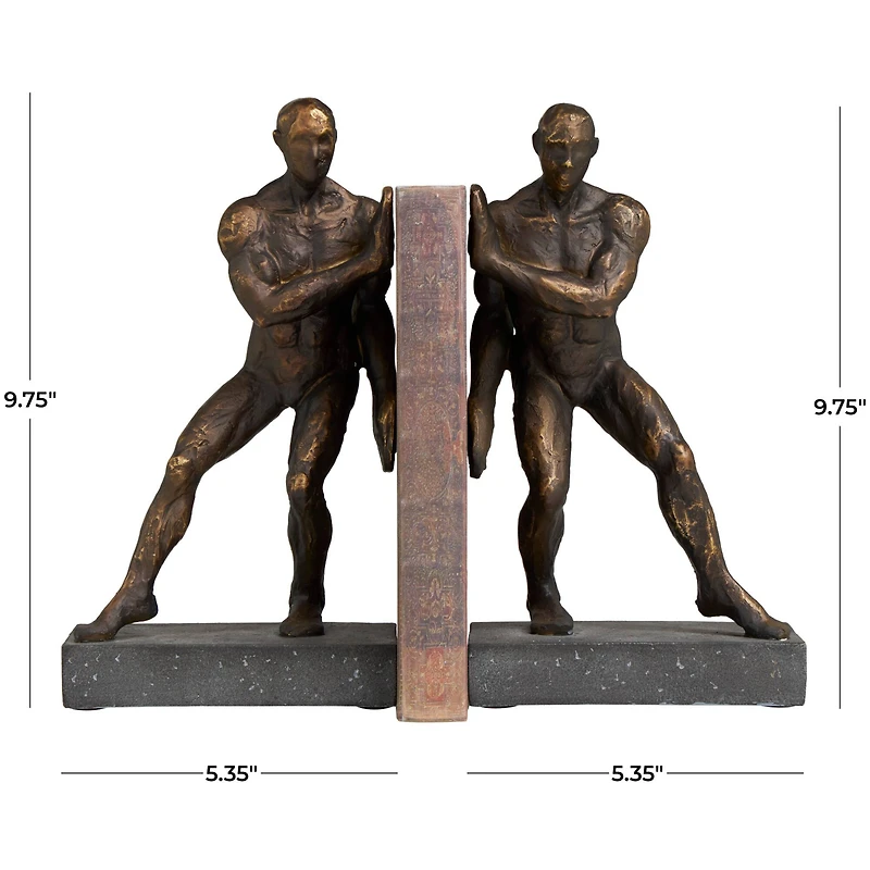 9.75" Modern Polystone Leaning Men Bookends, 2ct.