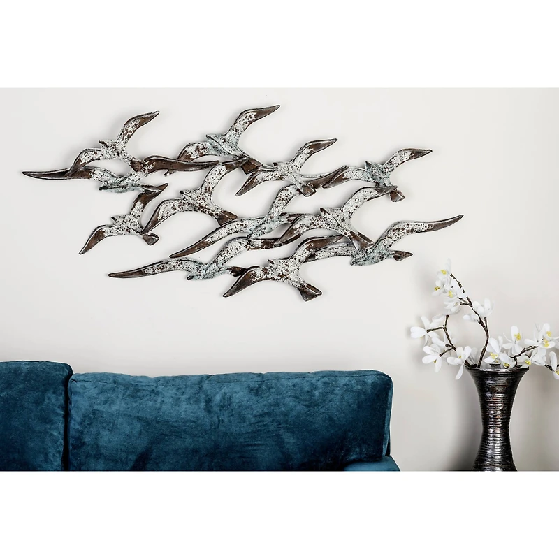 White Iron Coastal Wall Decor, 23" x 48" x 3"