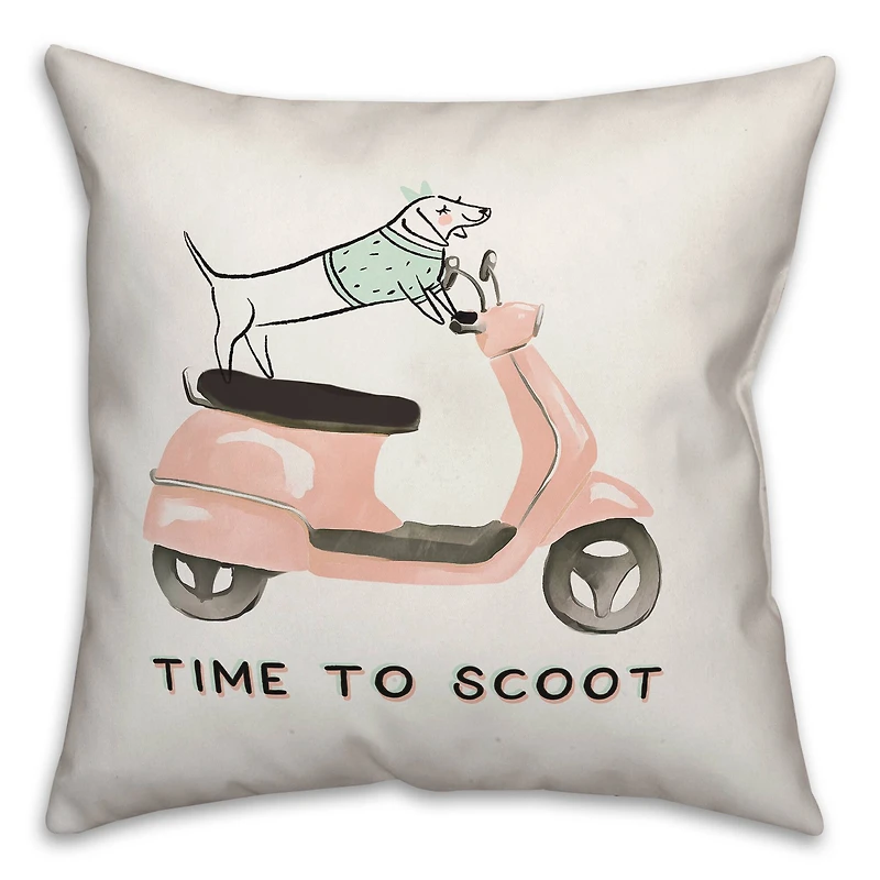 Dog Scooter Pink Mint 6 Throw Pillow