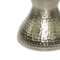 18" Silver Iron Hourglass Accent Table