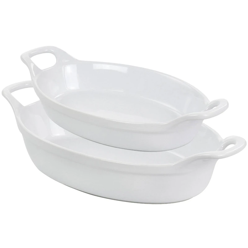 Martha Stewart White Oval Stoneware Baker Set