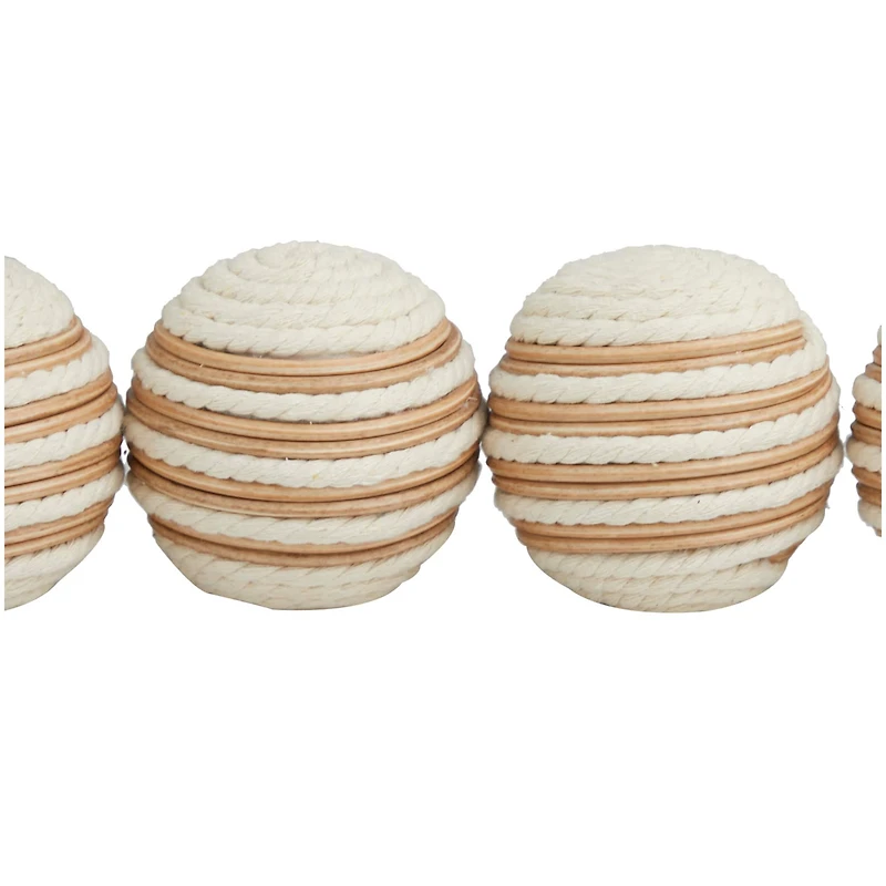 White Striped Handmade Jute Orbs & Vase Filler Set