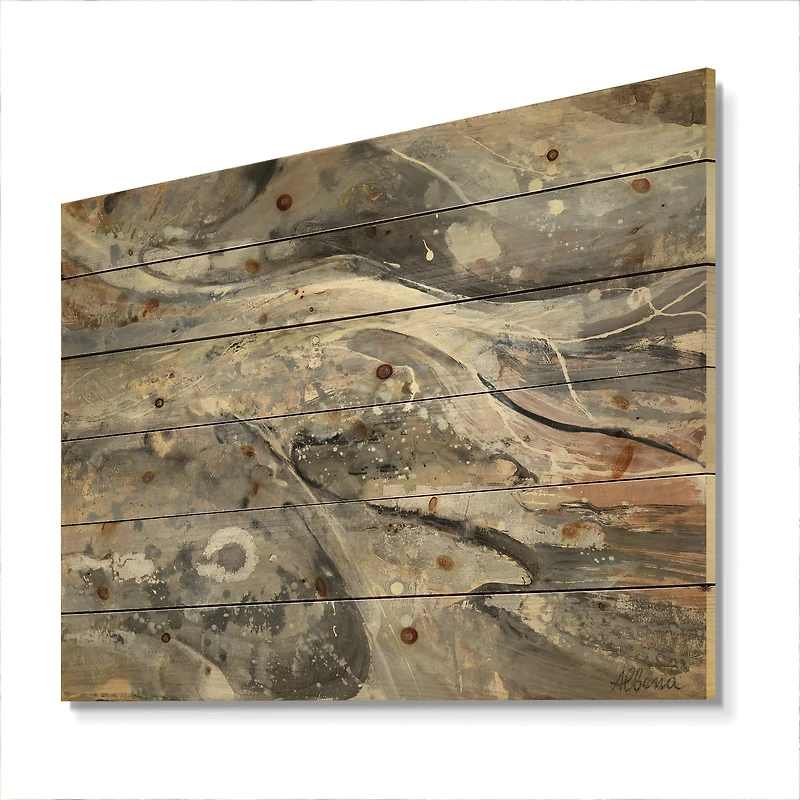Designart - Fire and Ice Minerals VI - Modern & Contemporary Print on Natural Pine Wood