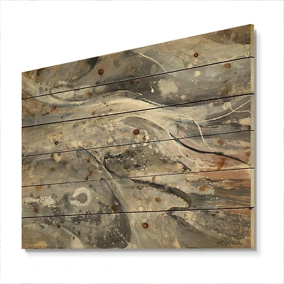 Designart - Fire and Ice Minerals VI - Modern & Contemporary Print on Natural Pine Wood