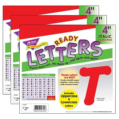 TREND Enterprises® 4" Italic Combo Ready Letters®, 193 Per Pack