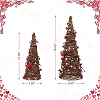 Glitzhome® Valentine's Rattan Heart & Berries Table Tree Set